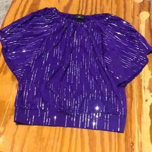 Purple Bling Top - Girls short sleeve
